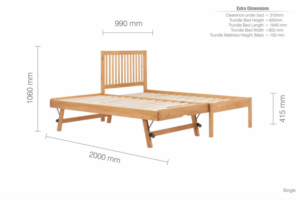 BUXTON GUEST BED - HONEY PINE