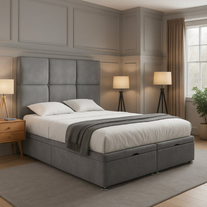 Caprio Cubed Headboard Divan Ottoman