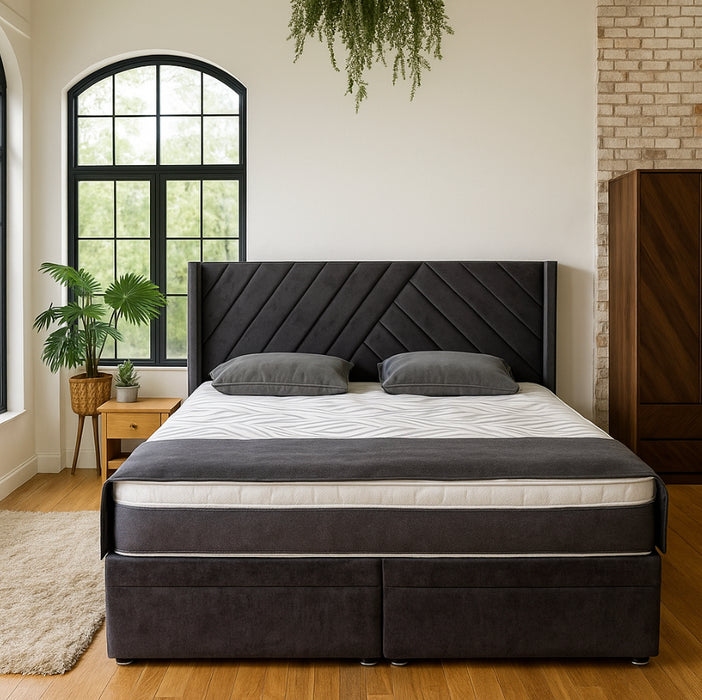 Sandra Winged-Headboard Divan Bed Frame
