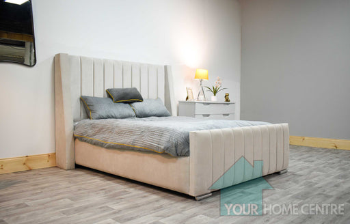 Stunning dakota bed frame in an opulent light grey colour