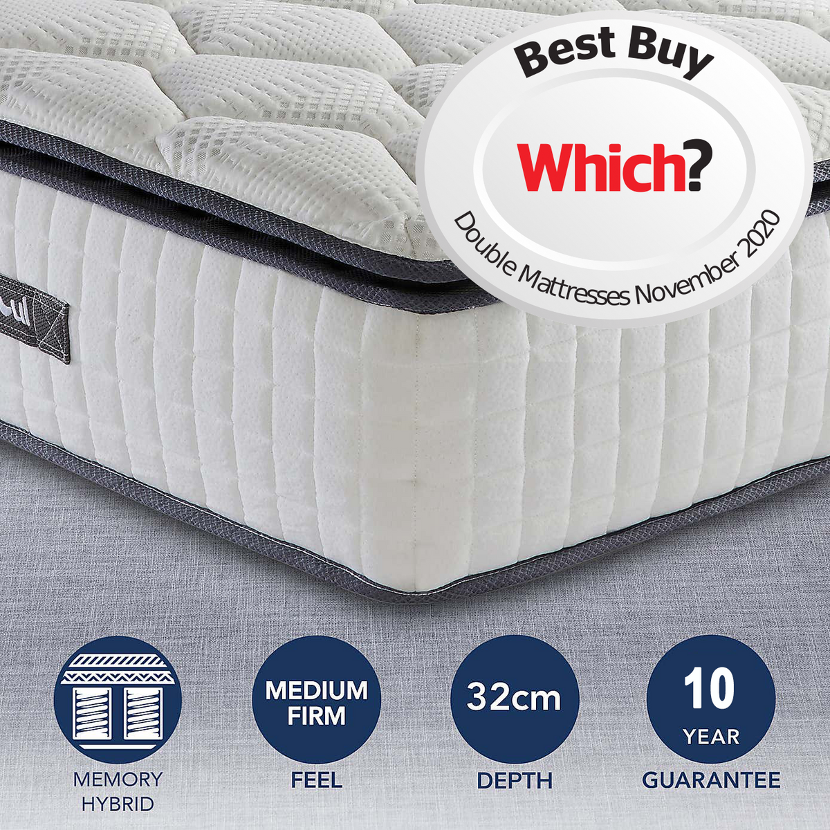 SleepSoul Bliss 800 Pocket Sprung Pillow Top Hybrid Mattress